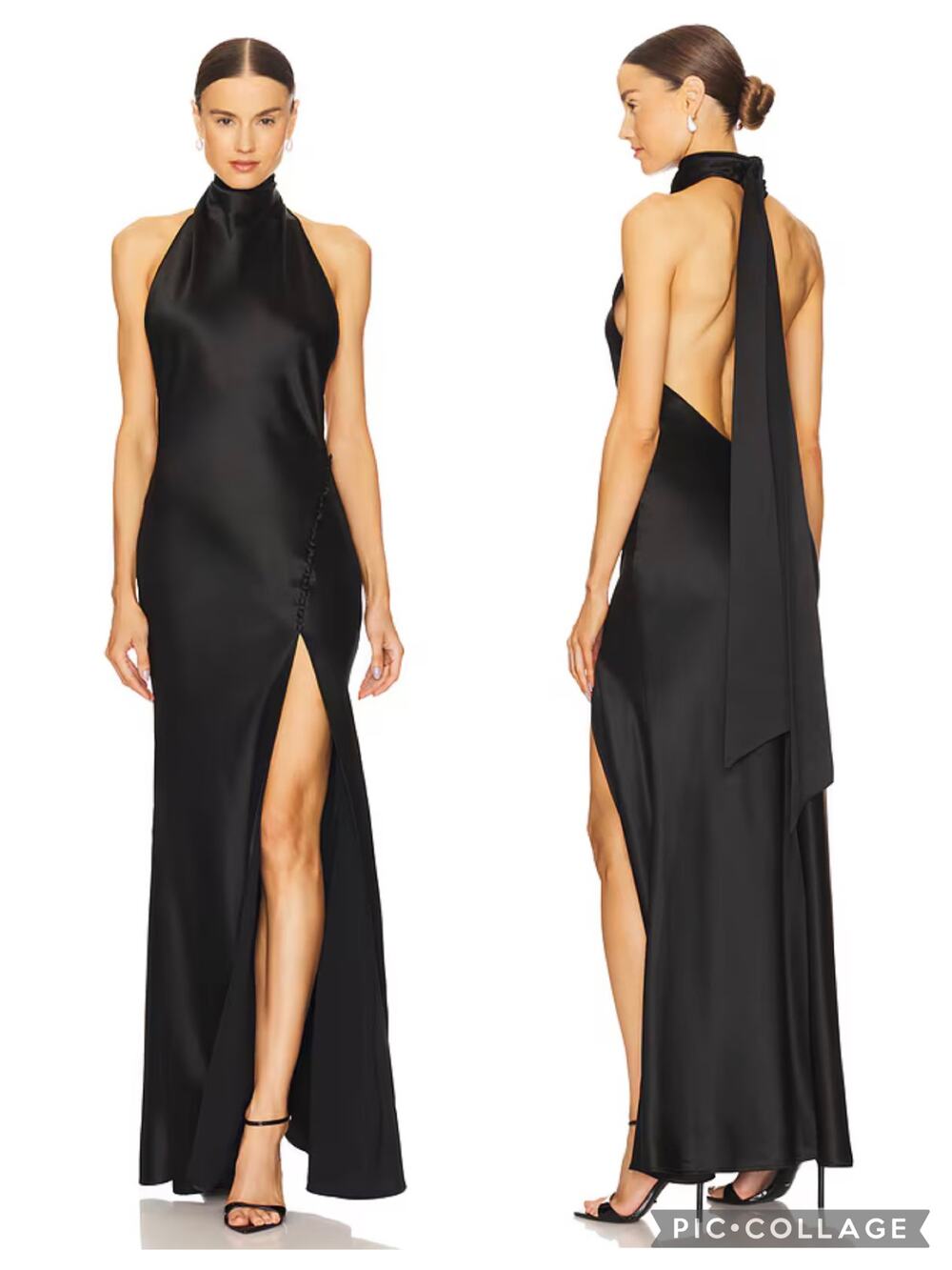 Sau Lee Pearl Satin Gown in Black Size 4 Cocktail